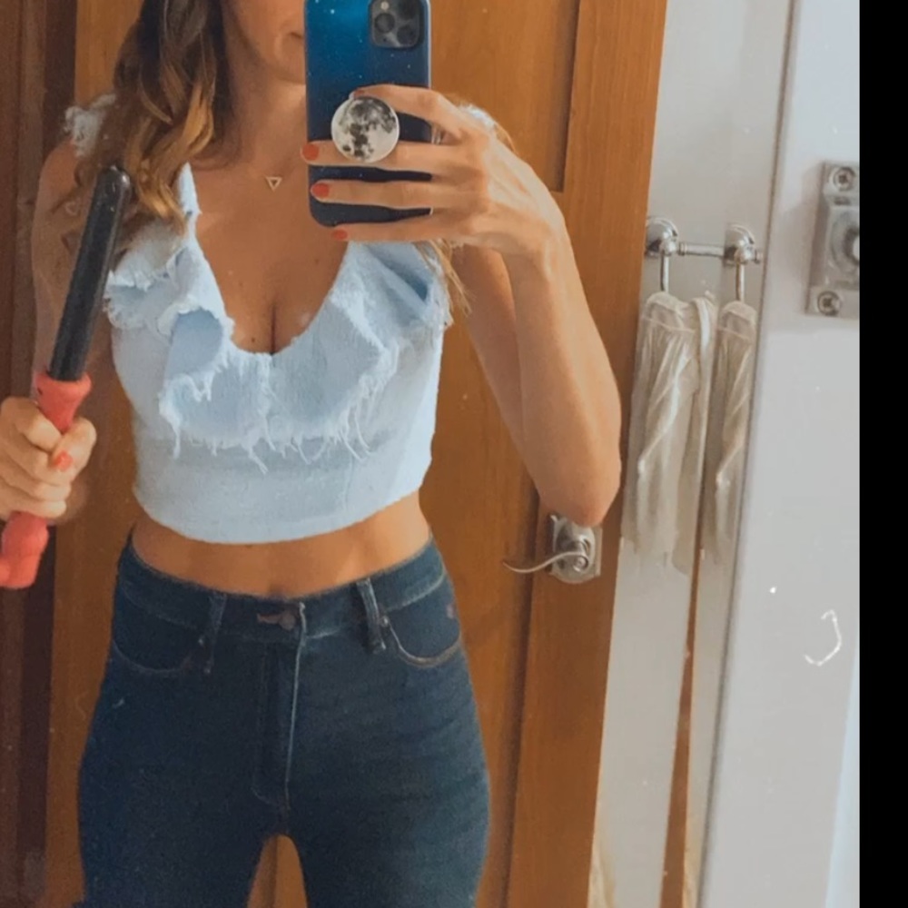 Zara tweed blue crop top XS - Picture 3 of 8
